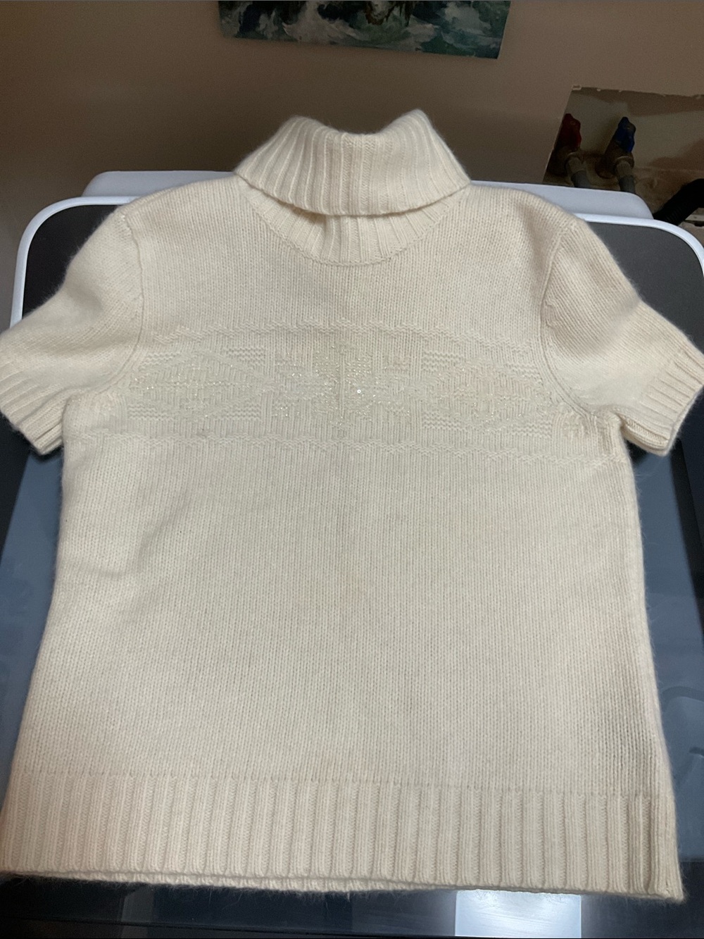 Lauren Ralph Lauren Cream Short-Sleeve Turtleneck Sweatera
